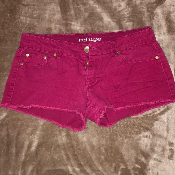 Dark red low rise jean shorts - Picture 1 of 4